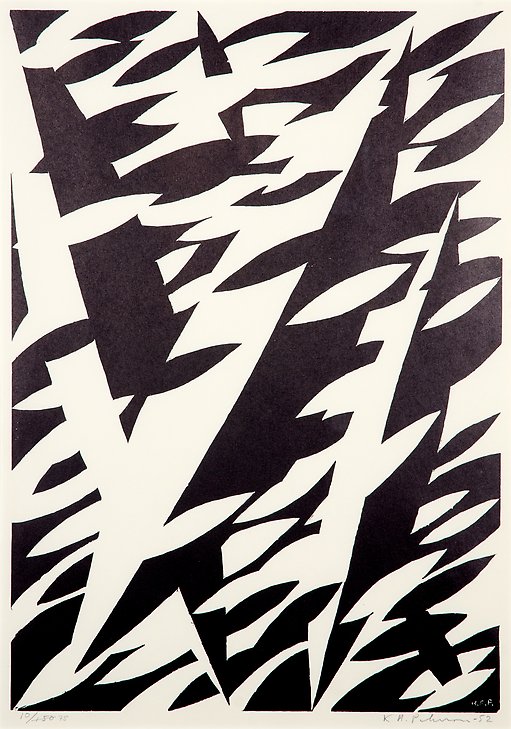 Dolphinic Motion  1952  woodcut  310 x 442 mm