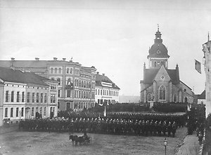 Invigningen av Engelbrektsstatyn på Stortorget 1865.